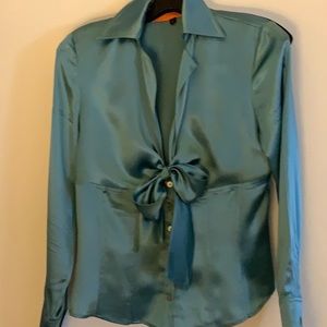 Cynthia Steffe Teal Silk Blouse